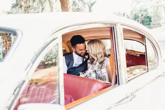Classic Jaguar wedding car